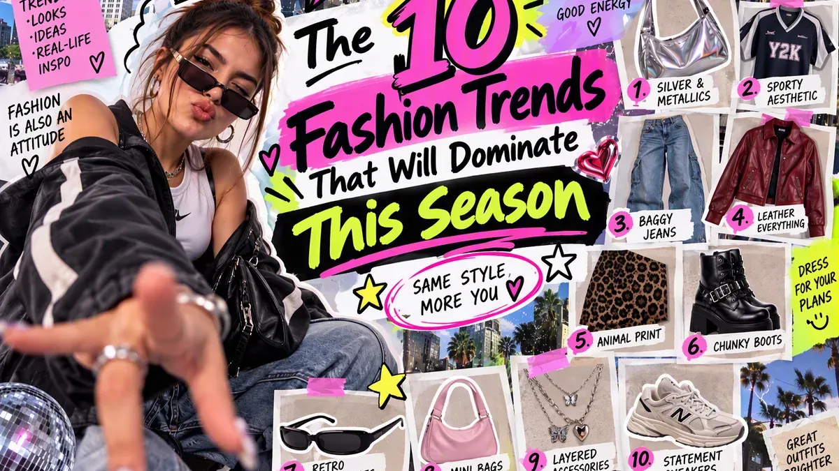 Fashion trends cover: a grid of photo tiles in pink, magenta and terracotta