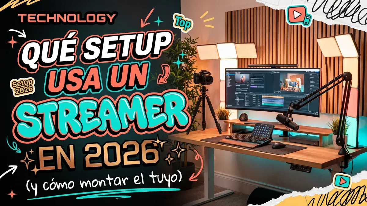 Portada del artículo sobre gaming: fondo azul con detalles rojos